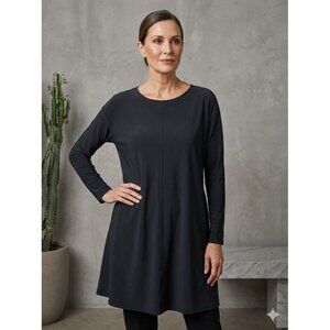 Oska Gray Blue Lagenlook Tunic Blouse Long Sleeve Womens Size 0 Small 4/6 Stretc